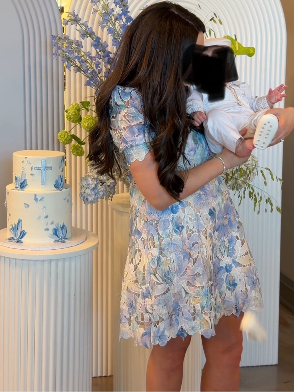 Elliatt Blue Floral Lace Dress